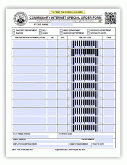 Special Order Form Image Thumbnail