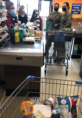 Marines check out their groceries at the Fort Lee, Virginia, Commissary Thumbnail