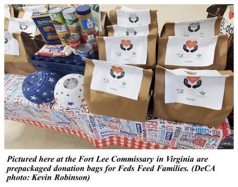 Fort Lee Commissary Feds Feed Families prepackaged bags